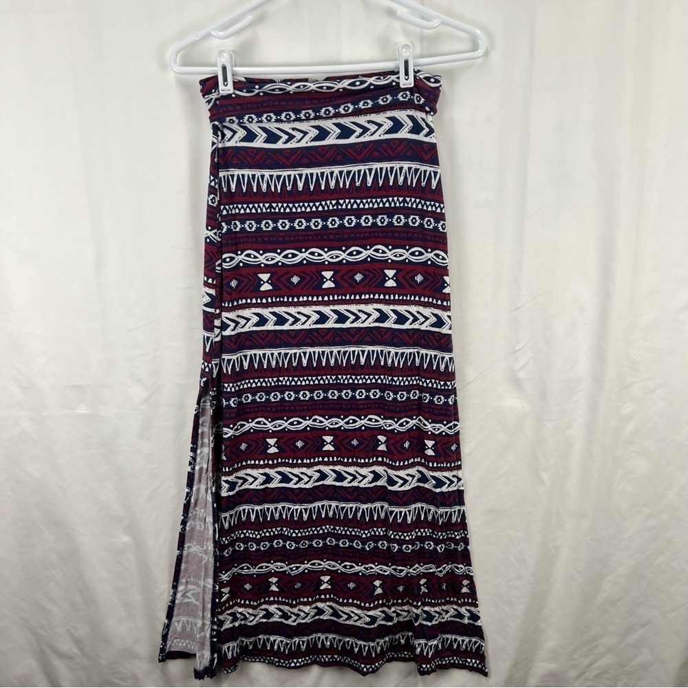 Charlotte Russe - Small - Women's Maxi Skirt - Red, White and Blue - Abstract